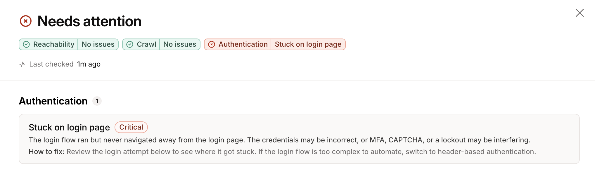 Scan Readiness - Wrong credentials